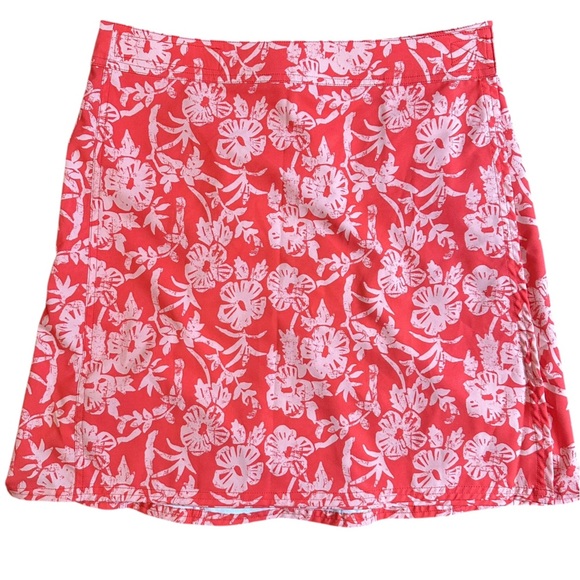 Rip Skirt Hawaii Coral Peach Hibiscus Print Skirt Length 2 Water Resistant - Picture 2 of 9